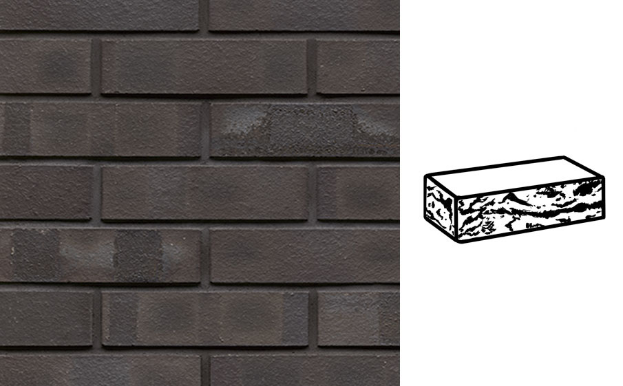 Кирпич клинкерный Muhr 05 KS Eisenschmelz Schwarzbraun Kohle Spezial готик, 290*90*71 мм