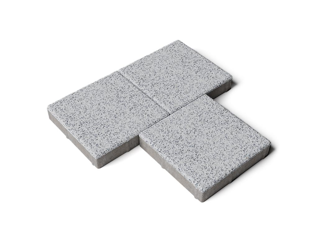 Плитка тротуарная Квадрат А.2.К.4, стоунмикс белый с черным, 200*200*40 мм