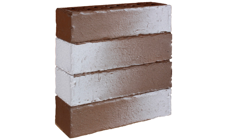 Кирпич клинкерный ЛСР Нарвик коричневый с белым ангоб винтаж, 250*85*65 мм