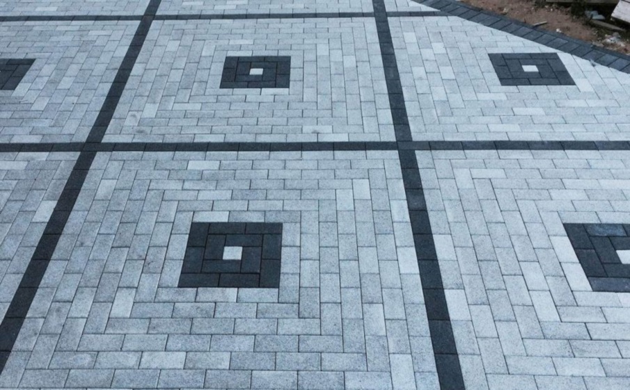 Плитка тротуарная Прямоугольник Б.1.П.8 стоунмикс белый с черным, 300*200*80 мм