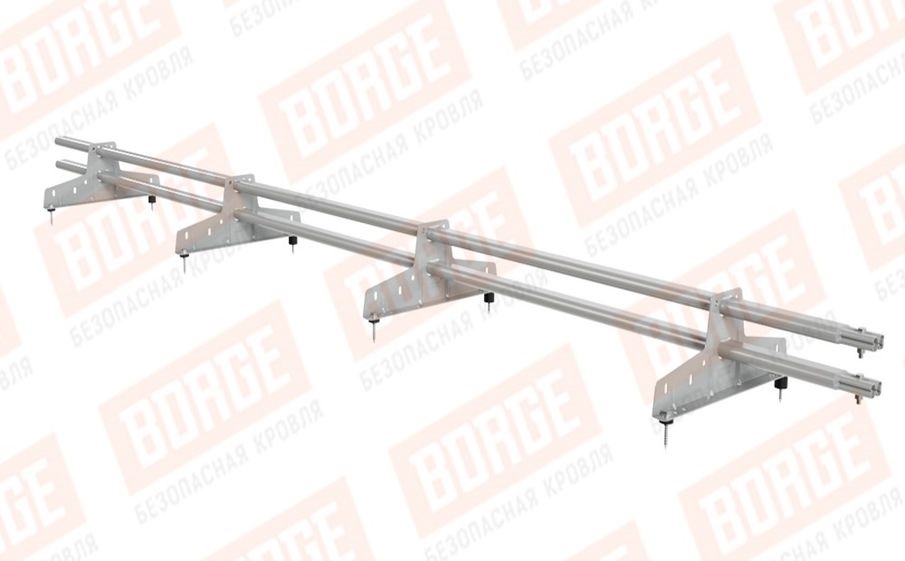 Снегозадержатель трубчатый Borge для кровли из металлочерепицы, профнастила, материалов на основе битума оцинкованный RAL 9006, 3 м