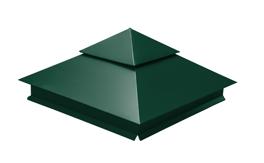 Колпак на столб Двойной Grand Line, 0,5 Satin, RAL 6005, 390*390 мм