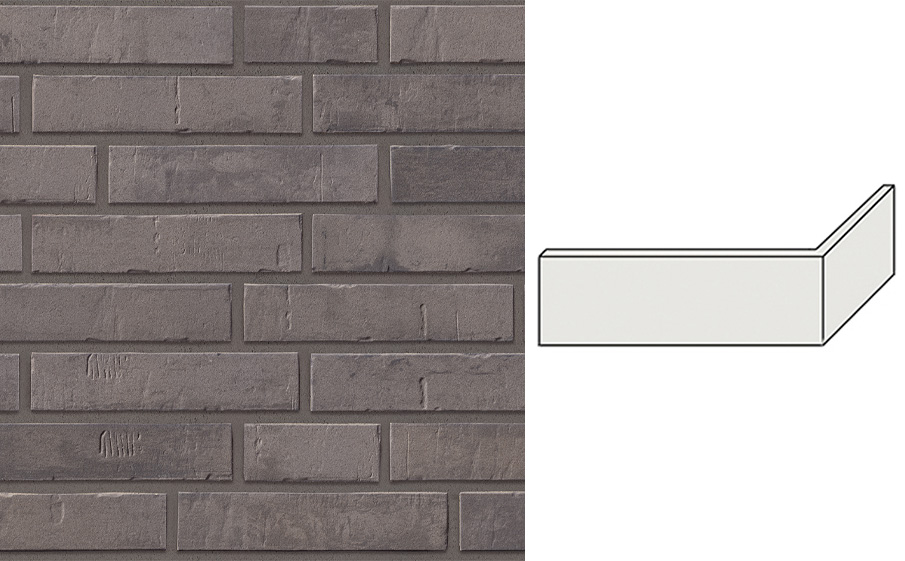 Клинкерная плитка угловая Stroeher Kontur EG, 478 dunkelgrau engobiert, 240*115*52*12 мм