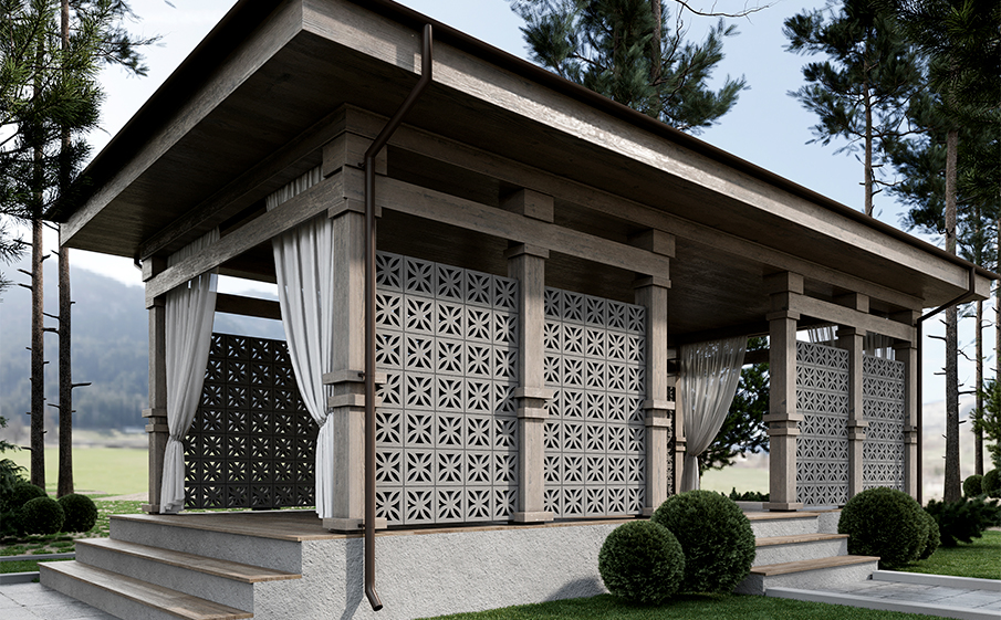 Декоративный бриз-блок Mesterra Кобого / Cobogo 0201, под покраску, 250*250*50 мм