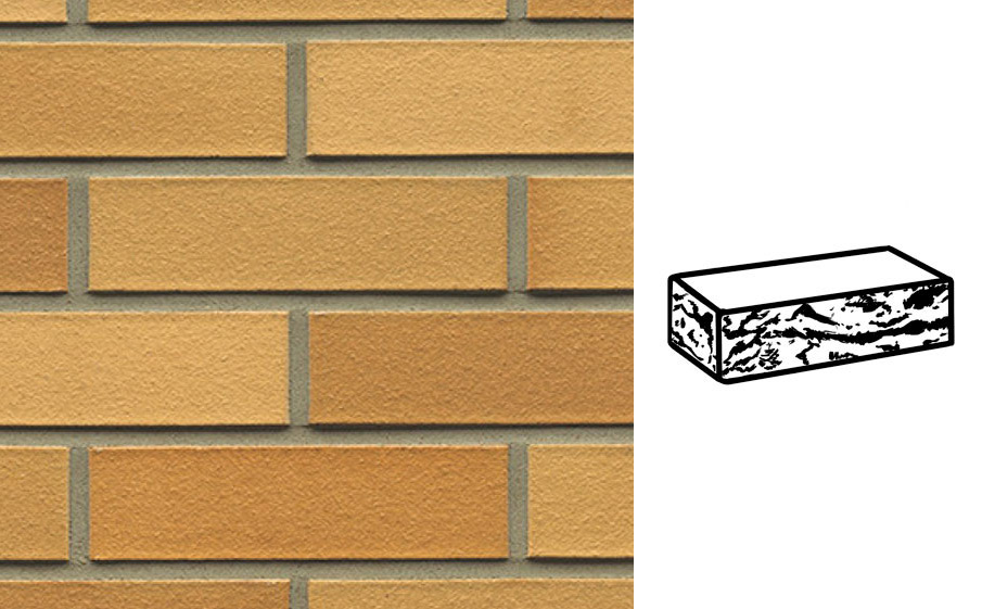 Кирпич клинкерный Muhr 01 EG Niederlausitzer Gelb Edelglanz готик, 250*120*65 мм