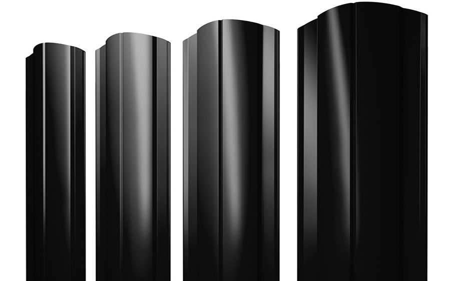 Штакетник Круглый фигурный 0,45 PE Double  RAL 9005 черный