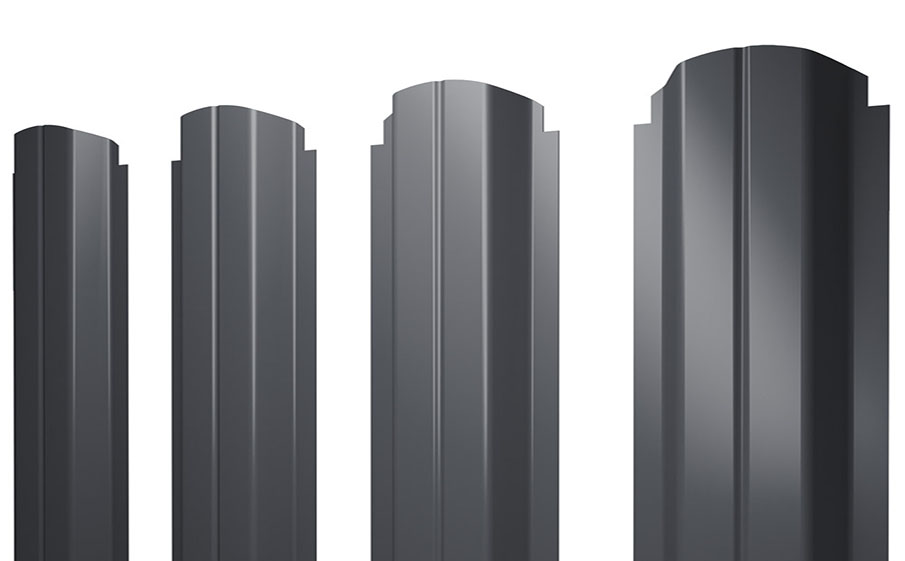 Штакетник П-образный А фигурный GreenCoat Pural BT Matt RAL 7024 мокрый асфальт