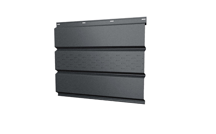 Софит металлический Grand Line с центральной перфорацией, сталь 0,5 мм Satin, RAL 7024 мокрый асфальт