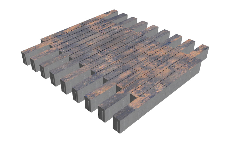 Плитка тротуарная SteinRus Кроссбар Хэви Б.13(Б).П.10, гладкая, Айвори, 420*60*100 мм