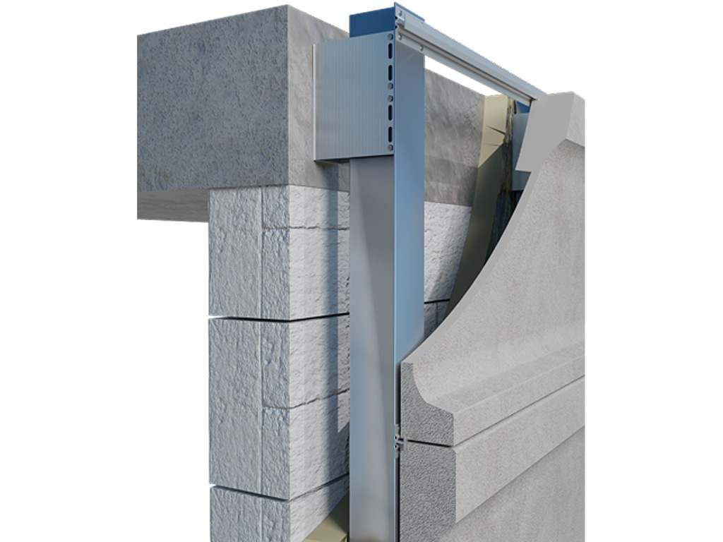 Подсистема НФС KAFT для стеклофибробетона, крепление скрытым способом