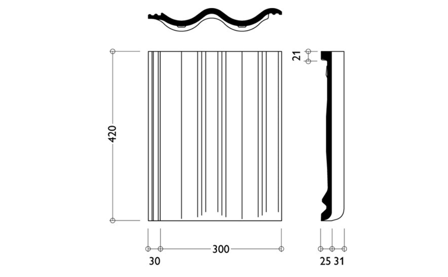 Цементно-песчаная черепица рядовая BRAAS Янтарь антик красная