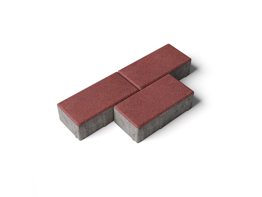 Плитка тротуарная Прямоугольник Б.2.П.6 стандарт гладкий красный, 200*100*60 мм