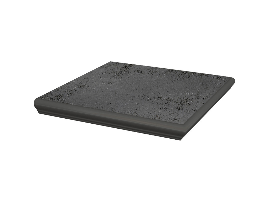Клинкерная угловая ступень с капиносом Paradyz Semir, Grafit, 330*330*11 мм
