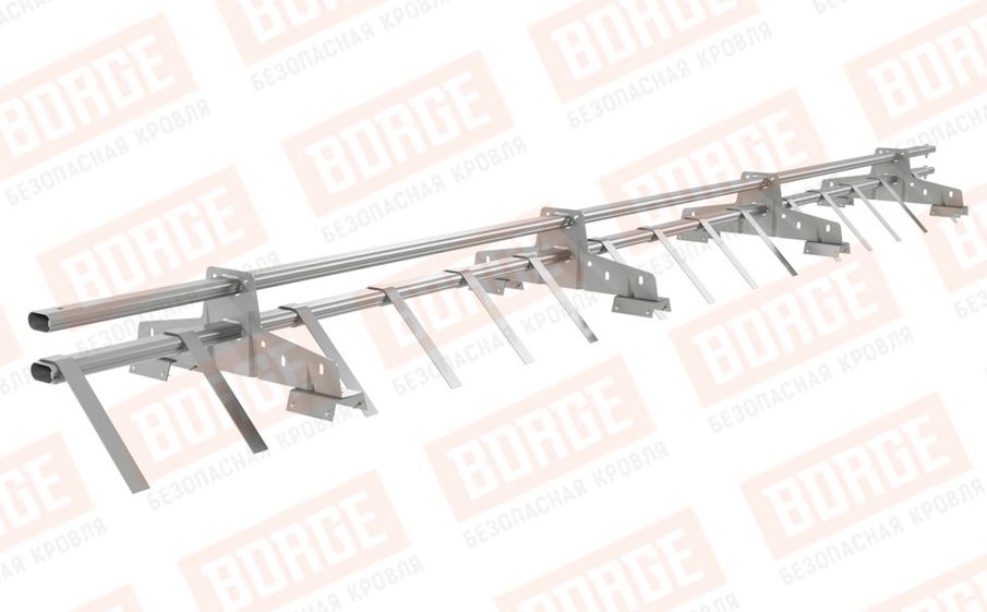 Снегозадержатель трубчатый Borge для профнастила H-60, H-75 оцинкованный RAL 9006, 3 м
