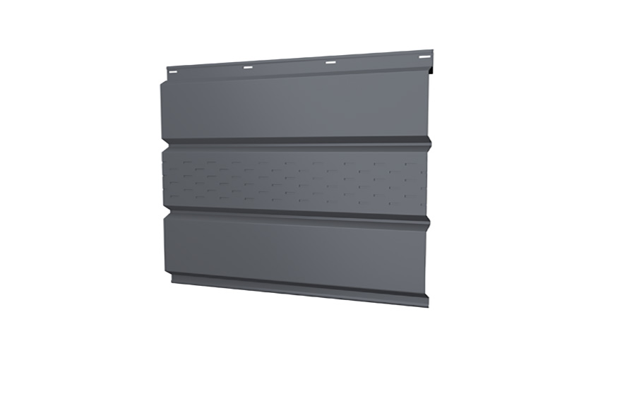 Софит металлический Grand Line с центральной перфорацией, сталь 0,45 мм PE, RAL 9006 бело-алюминиевый