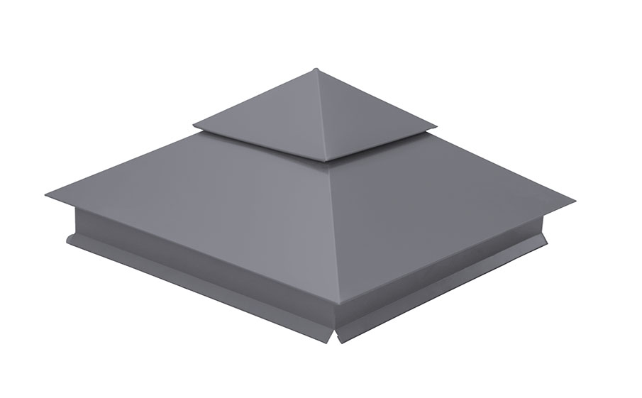 Колпак на столб Grand Line двойной 390*390 мм 0,5 Satin с пленкой RAL 7004