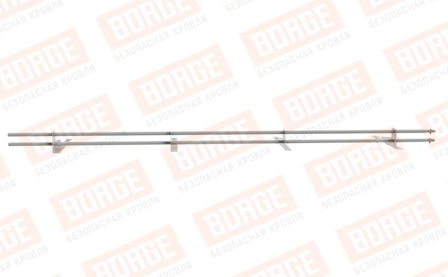 Снегозадержатель трубчатый Borge для гибкой черепицы оцинкованный RAL 9006, 3 м