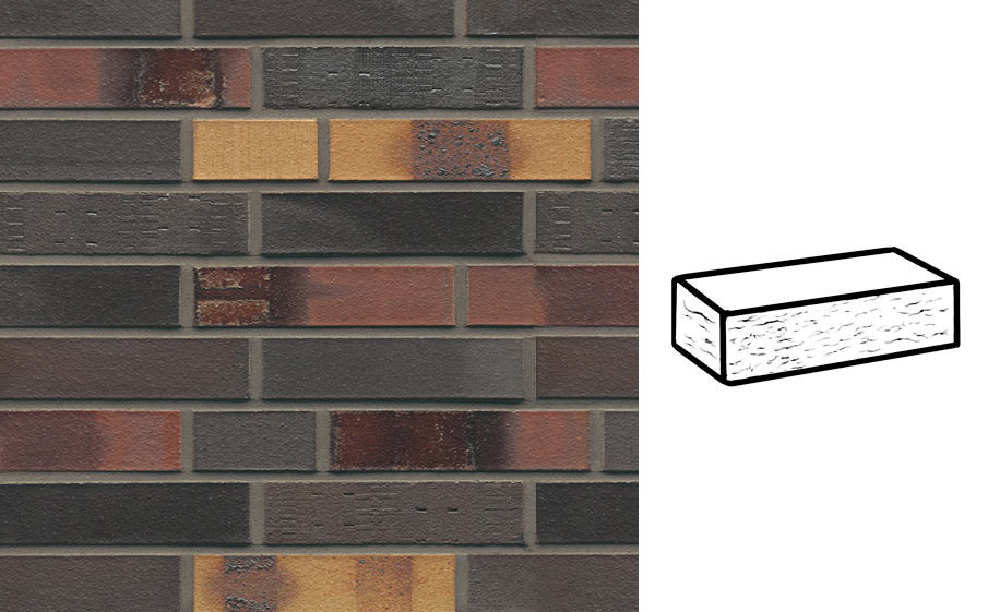 Кирпич клинкерный Muhr 40 Kobalt Spezial geflammt рустик, 290*90*71 мм