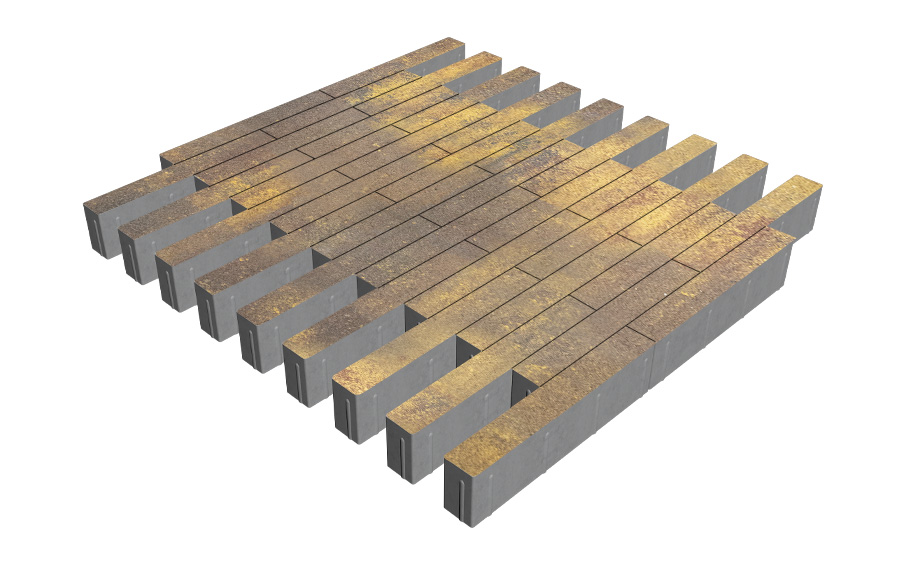 Плитка тротуарная SteinRus Кроссбар Хэви Б.13(Б).П.10, гладкая, Тоскана, 420*60*100 мм