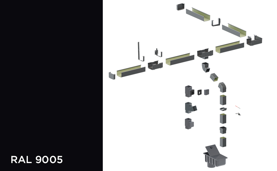 Квадратная водосточная система KROP PVC Квадрат 135/80*80 RAL 9005