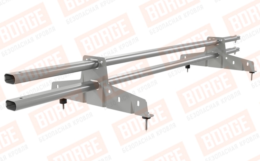 Снегозадержатель трубчатый Borge для кровли из металлочерепицы, профнастила, материалов на основе битума оцинкованный RAL 9006, 1,5 м