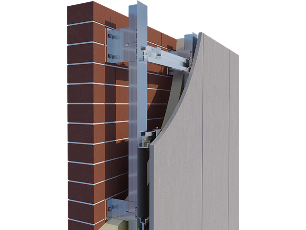 Подсистема НФС KAFT для фиброцементных панелей, крепление скрытым способом