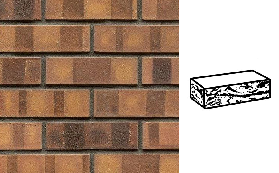 Кирпич клинкерный Muhr 08 K Lachsrot Kohle готик, 240*55*71 мм