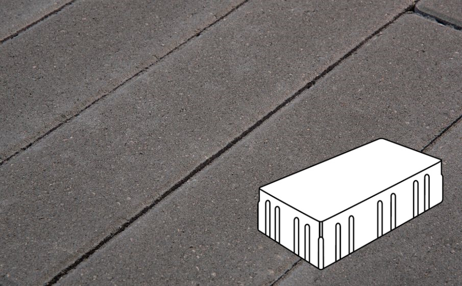 Плитка тротуарная Готика Profi, Скада без фаски В3.П.10, темно-серый, частичный прокрас, с/ц, 225*150*100 мм