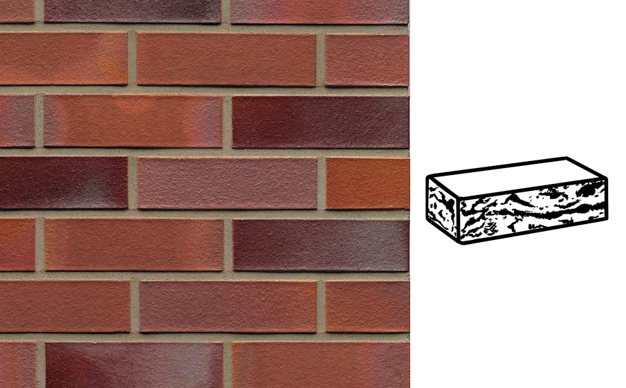 Кирпич клинкерный Muhr 14 Rotblau-bunt готик, 240*55*71 м