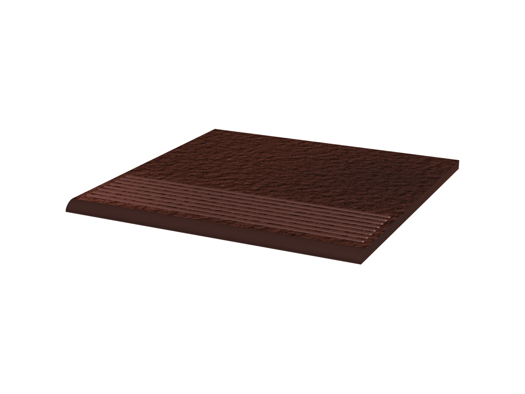 Клинкерная ступень с насечками Paradyz Cloud, Brown структурная, 300*300*8,5 мм