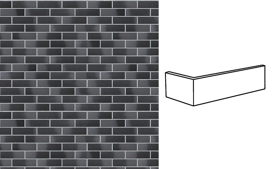 Клинкерная плитка угловая King Klinker Dream House 33 Black Diamond NF, 240*71*115*10 мм