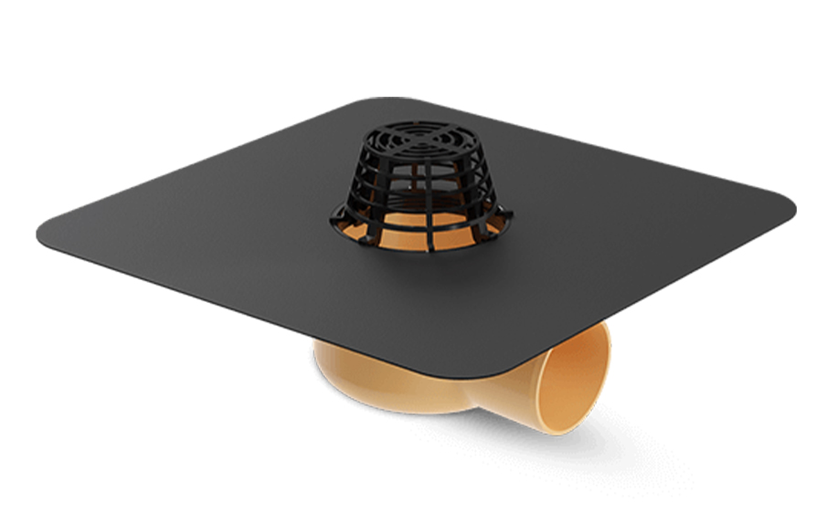 Кровельная воронка Galeco FLAT ROOFS с горизонтальным выпуском и битумным фланцем