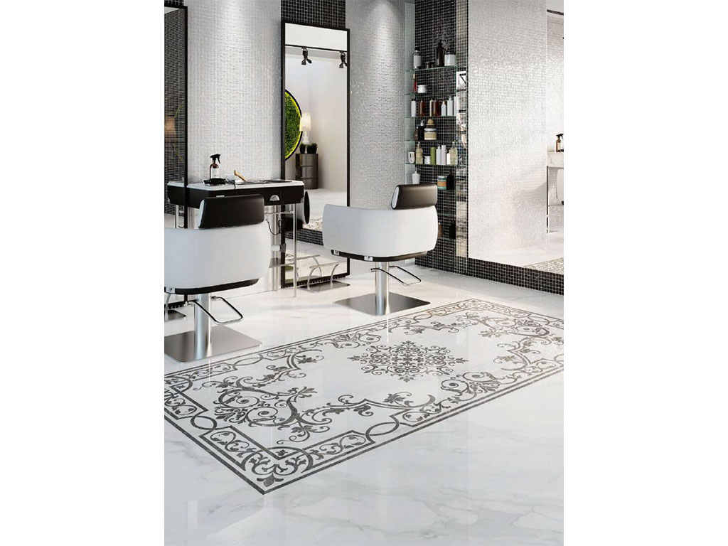 Керамогранит KERAMA MARAZZI Монте Тиберио белый декорированный лаппатированный обрезной, 1195*1195*9 мм