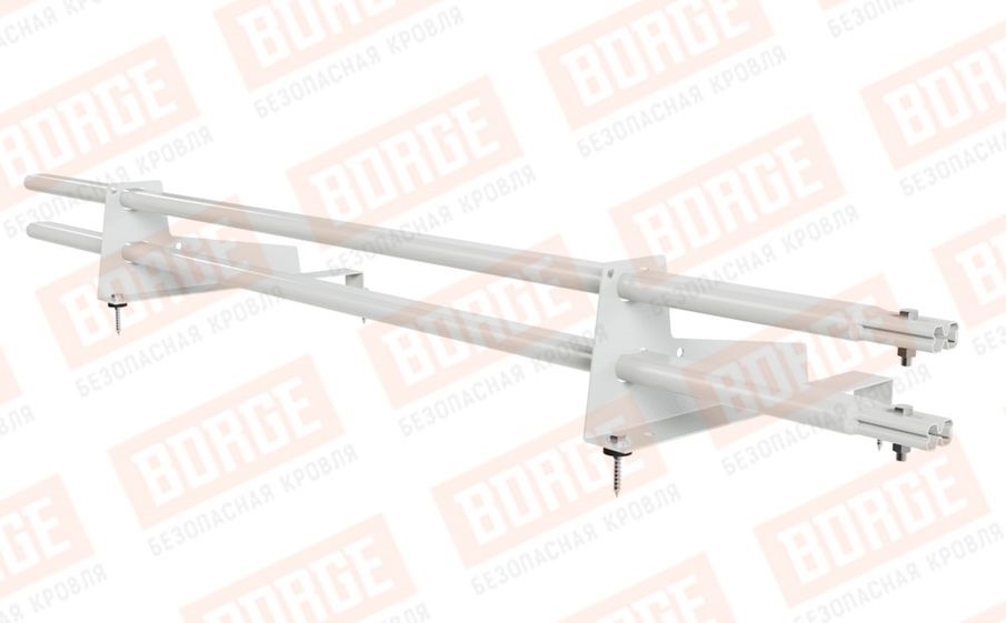 Снегозадержатель трубчатый Borge для металлочерепицы с высокой ступенькой 400 мм оцинкованный RAL 9003, 1,5 м