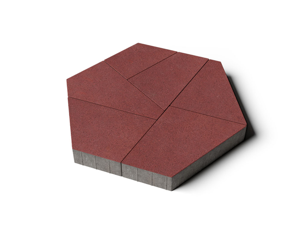 Плитка тротуарная Оригами Б.4.Фсм.8 стандарт гладкий красный, комплект 6 шт, толщина 80 мм