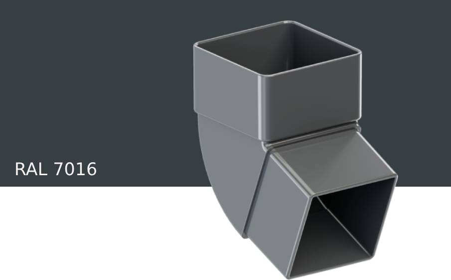 Колено 67 градусов KROP PVC Квадрат для системы D 135/80*80 мм, RAL 7016