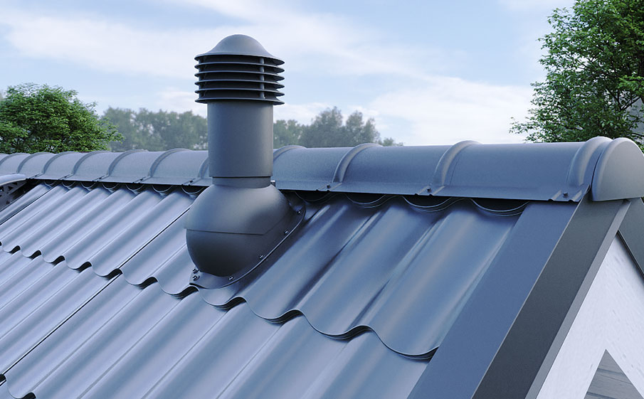 Труба вентиляционная Viotto для металлочерепицы Каскад d=125 мм неутепленная, RAL 8017 коричневый