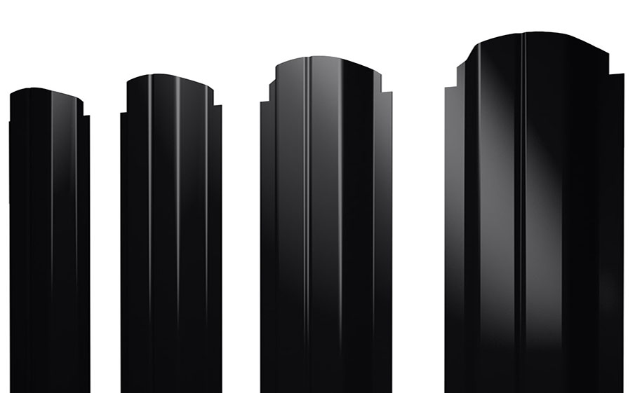 Штакетник П-образный А фигурный PE Matt Double  RAL 9005 черный