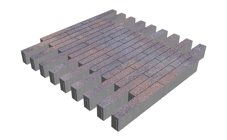 Плитка тротуарная SteinRus Кроссбар Хэви Б.13(Б).П.10, Backwash, Рица, 420*60*100 мм