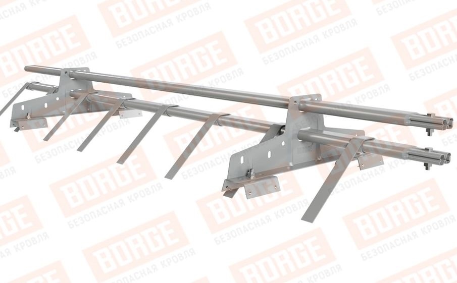 Снегозадержатель трубчатый Borge для профнастила H-60, H-75 оцинкованный RAL 9006, 1,5 м