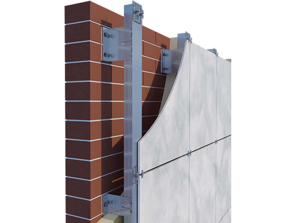 Подсистема НФС KAFT для керамогранита, крепление видимым способом на кляммерах