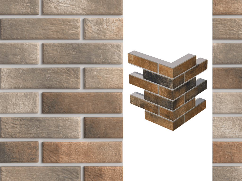 Термопанель угловая ППС с клинкерной плиткой толщиной 12 мм BestPoint Loft Pepper 243/365*470*50 мм