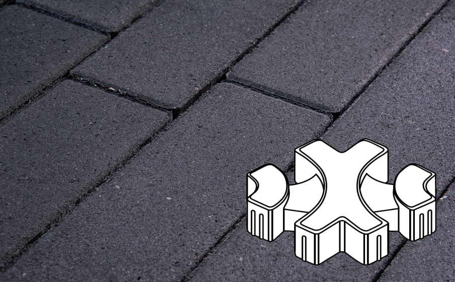 Плитка тротуарная Готика Profi, Эко-фантазия Б.3.ГР.8, суперчерный, частичный прокрас, с/ц, 300*300*80 мм