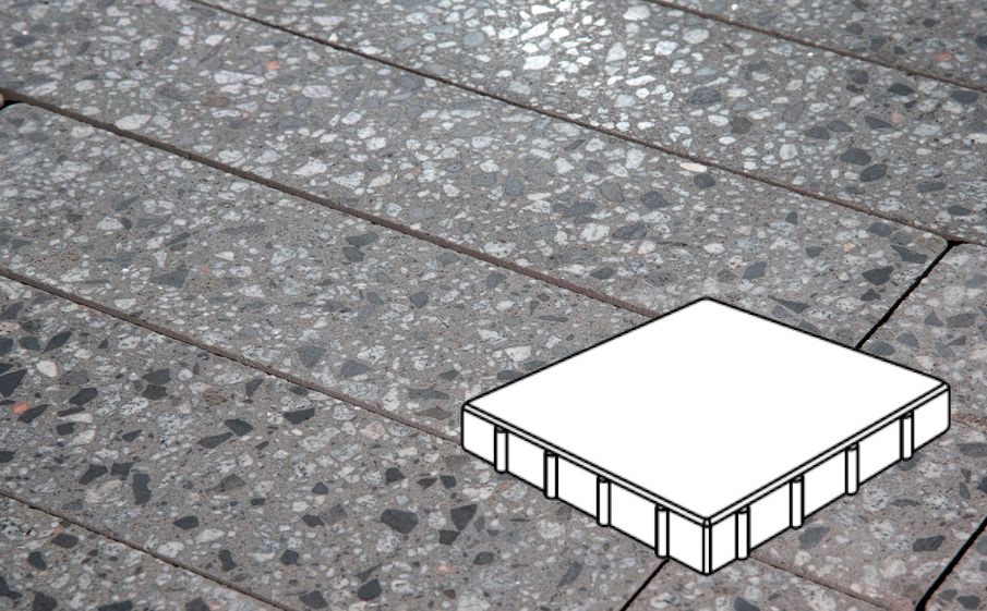 Плитка тротуарная Готика, Granite FINO, Квадрат В.4.К.10, Галенит, 400*400*100 мм