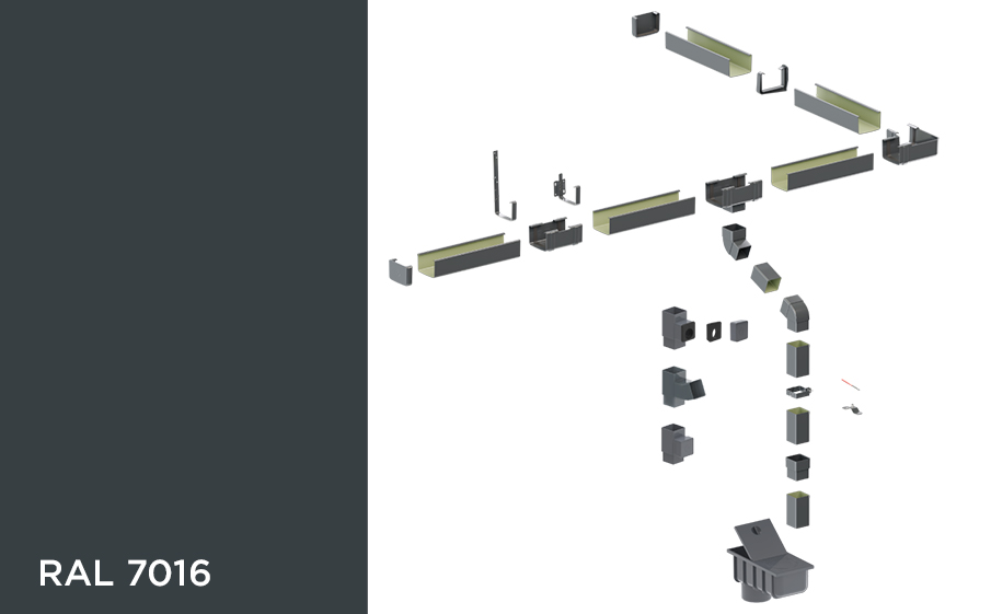 Квадратная водосточная система KROP PVC Квадрат 135/80*80 RAL 7016