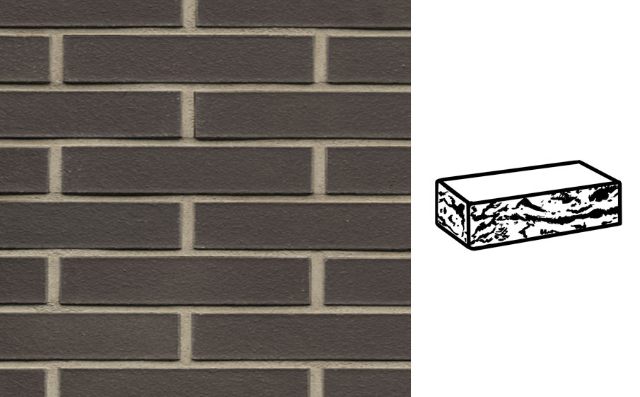 Кирпич клинкерный Muhr 05 Eisenschmelz Schwarzbraun готик, 290*90*52 мм