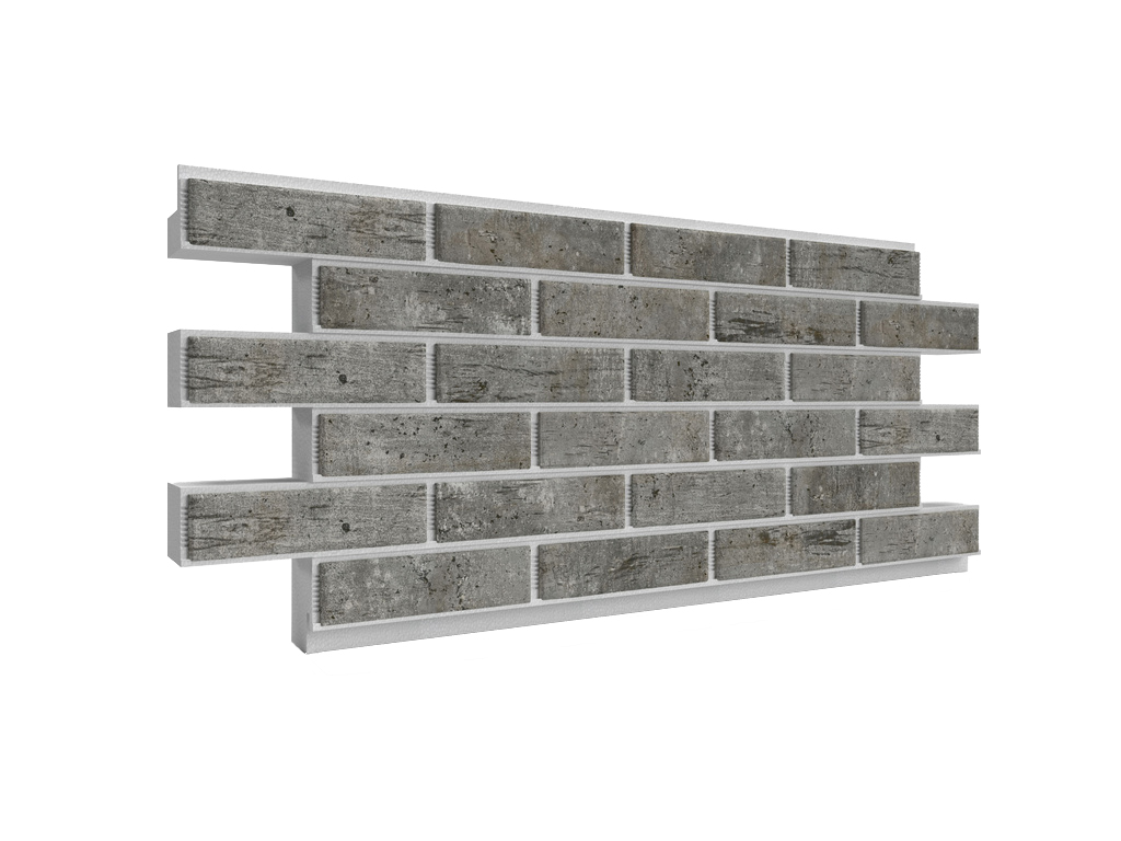Термопанель ППС с клинкерной плиткой толщиной 12 мм BestPoint Exclusive Cement Dark 1145*470*80 мм