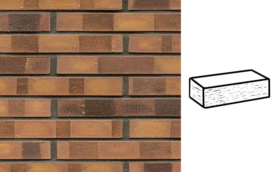 Кирпич клинкерный Muhr 08 K Lachsrot Kohle рустик, 290*90*40 мм