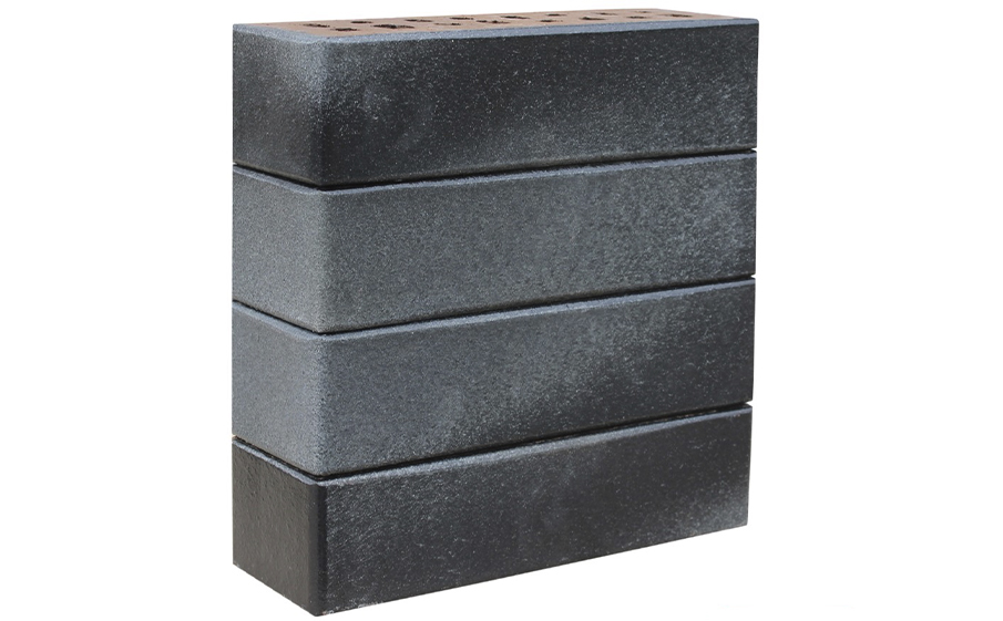 Кирпич клинкерный ЛСР Берген черно-серебристый гладкий, 250*85*65 мм