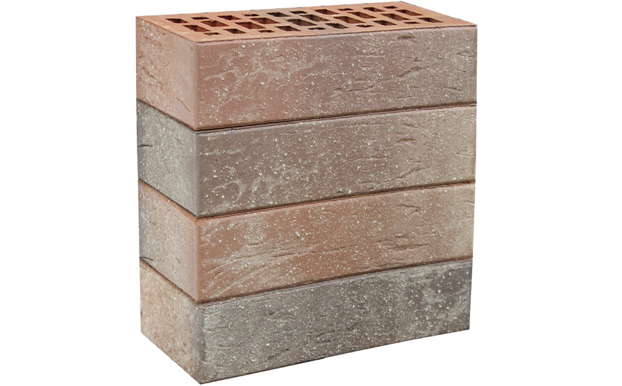 Кирпич облицовочный ЛСР, красный флэш с пепельной посыпкой, рустик, утолщенные стенки, 250*120*65 мм